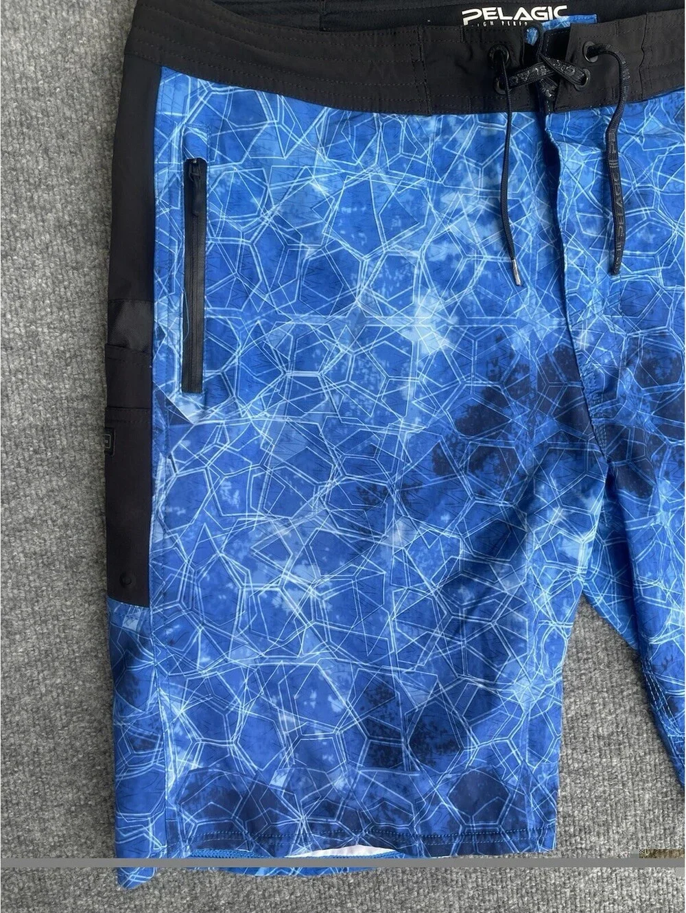 Pelagic Men’s Size 36 Blue Black High Performance Fishing Board Shorts Swim
